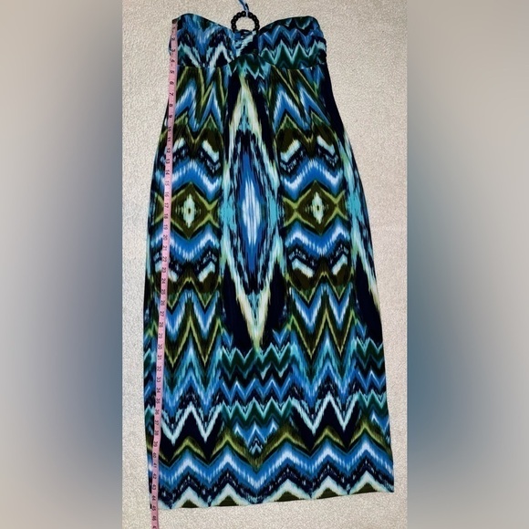 Valerie Bertinelli Boho Chevron Multicolor Maxi Dress Built In Bra Woman Size 6 - Picture 6 of 9